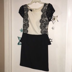 Black and white lace professional dress
